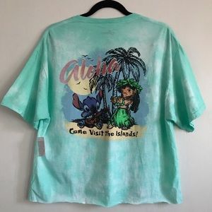 ❌SOLD❌ Lilo & Stitch Acid Wash Aqua Graphic Tee
